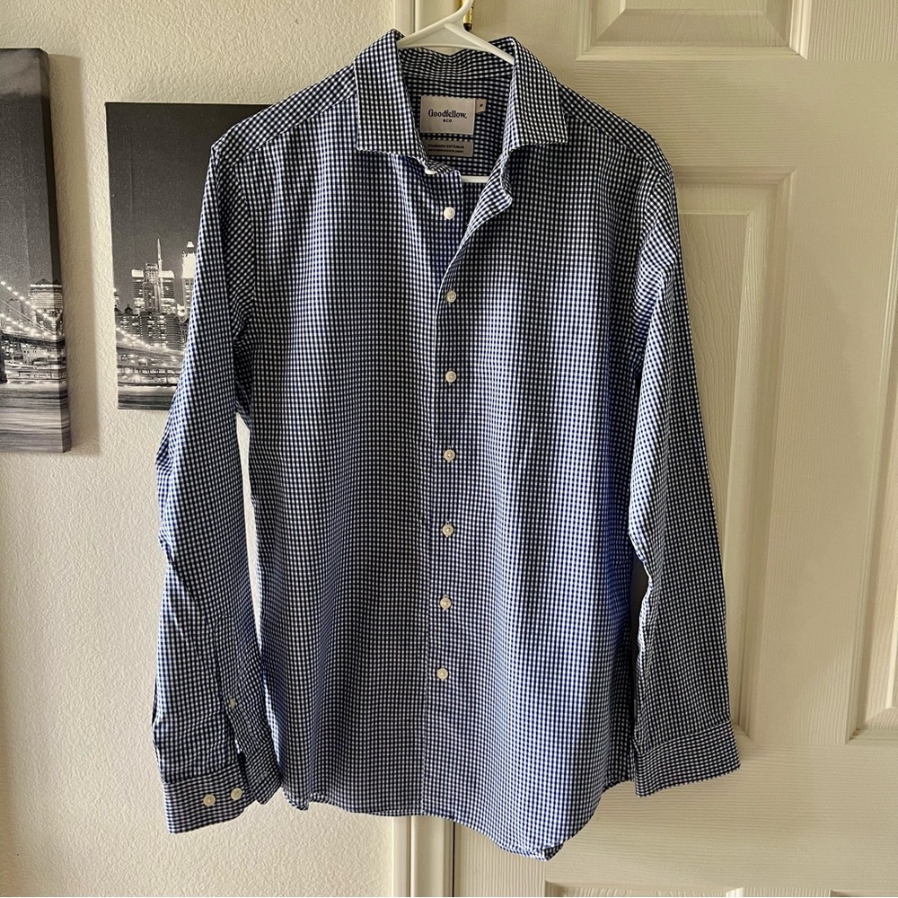 Goodfellow & Co Navy Checkered Dress Shirt